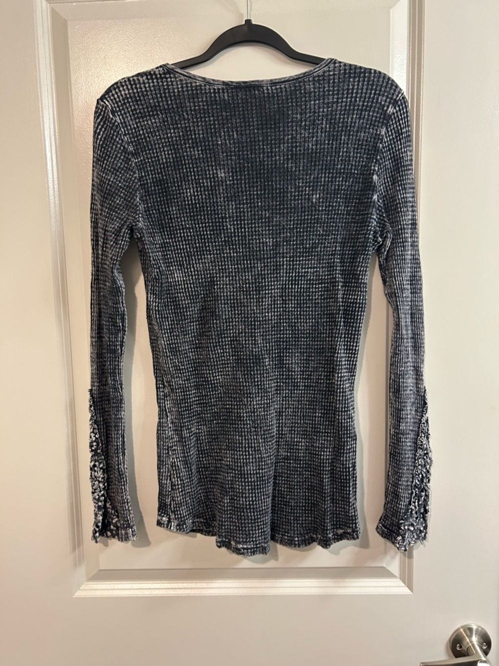 American Age Black Waffle-Knit Sweatshirt with Sequin Embellishment - Picture 5 of 5